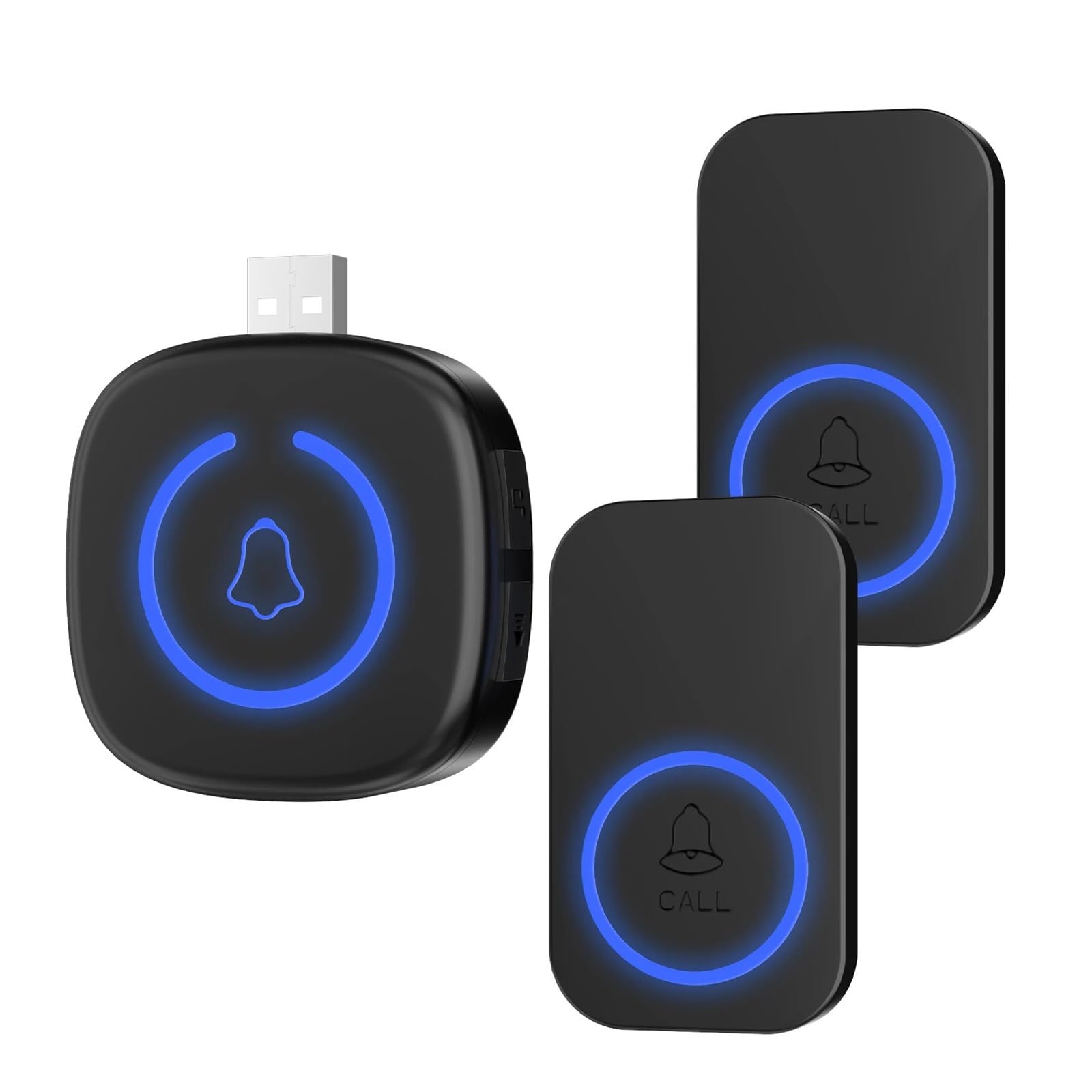 MHz Sonnette sans Fil extérieure for la Maison USB Sonnette de(Black Doorbell 12)