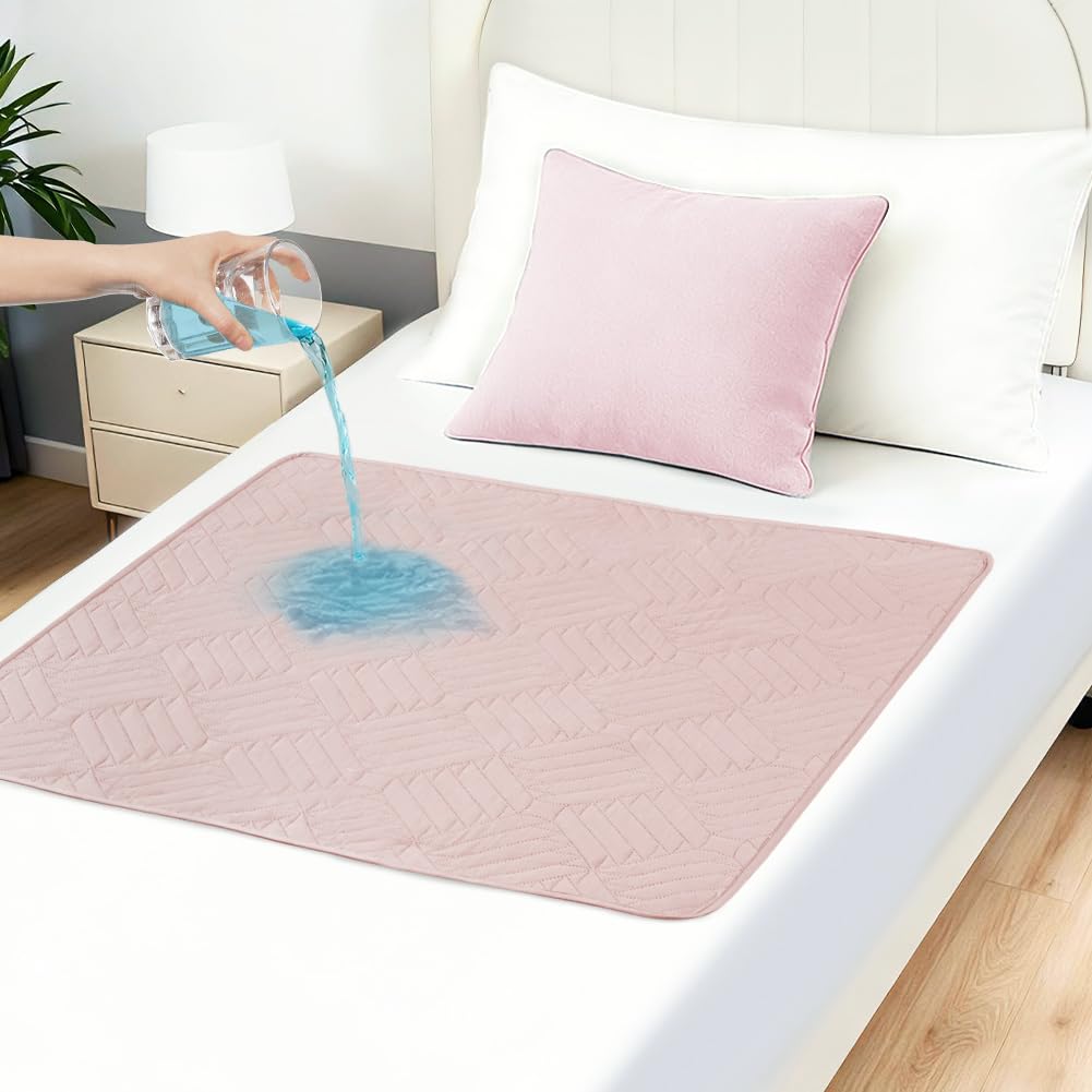 DUJUIKE Coprimaterasso Impermeabile, Materassino Per Incontinenza Lavabile, Adatto Per La Cura Di Adulti/Bambini, Pannolini Per Animali Domestici, Antiscivolo (Rosa, 85×90cm)