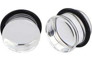 Pairs of Clear Glass Single Flare Plugs Sizes 2GA-13/16