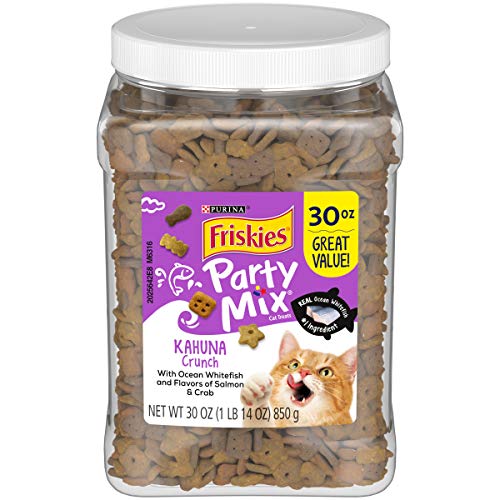 Purina Friskies Made in USA Facilities Cat Treats, Party Mix Kahuna Crunch - 30 oz. Canister