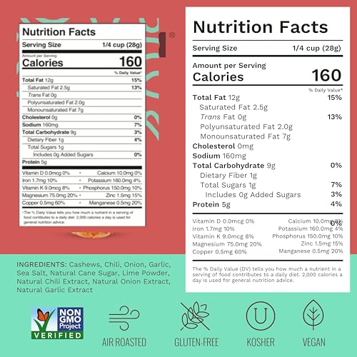 Image of Peri Peri Air Roasted Whole Cashews by Karma Nuts, Savory, Spicy, Peanut-Free Facility, Kosher, Everyday Nut Snack, 7oz Resealable Bag