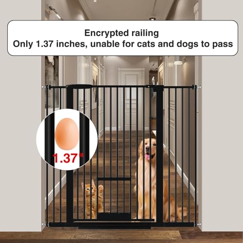 UVIPC-Extra-Tall-Pet-Gate-with-Cat-door-Tall-4055-Ultra-Narrow-Spacing-Extra-Wide-and-Tall-Baby-Gate-with-pet-door-Pressure-Mounted-Walk-Through-Dog-Gate