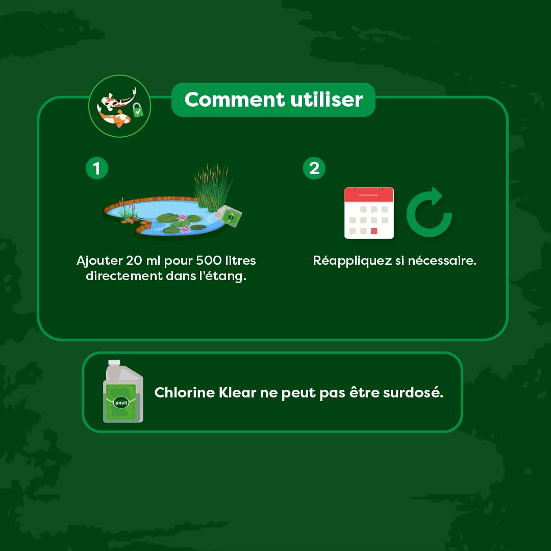 Envii Chlorine Klear - Déchlorateur d'eau de Bassin - Conditionneur d'eau Bassin - Dissolvant de Chlore - Traite 12 500L