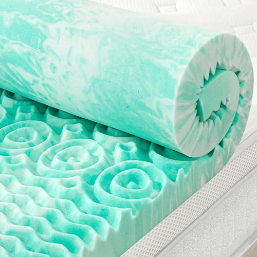 Image of SINWEEK Mattress Topper 5-Zone Memory Foam Mattress Topper Pressure Relieve Soft Mattress Pad, CertiPUR-US Certified, 2 Inch Queen Size, Green