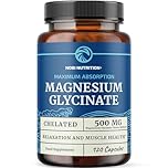 Magnesium Glycinate 500mg | Chelated for High Absorption | Muscle Relaxation, Bones, Heart, Nerve, Rest & Calm Support for Women & Men | Magnesium Chelate Supplement & Bisglycinate Complex | 120ct
