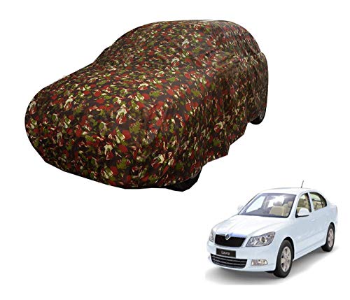 Image of Auto Hub Car Cover Compatible with Skoda Laura with Weather Proof, Triple Stitched, Laura Car Cover Jungle Look
