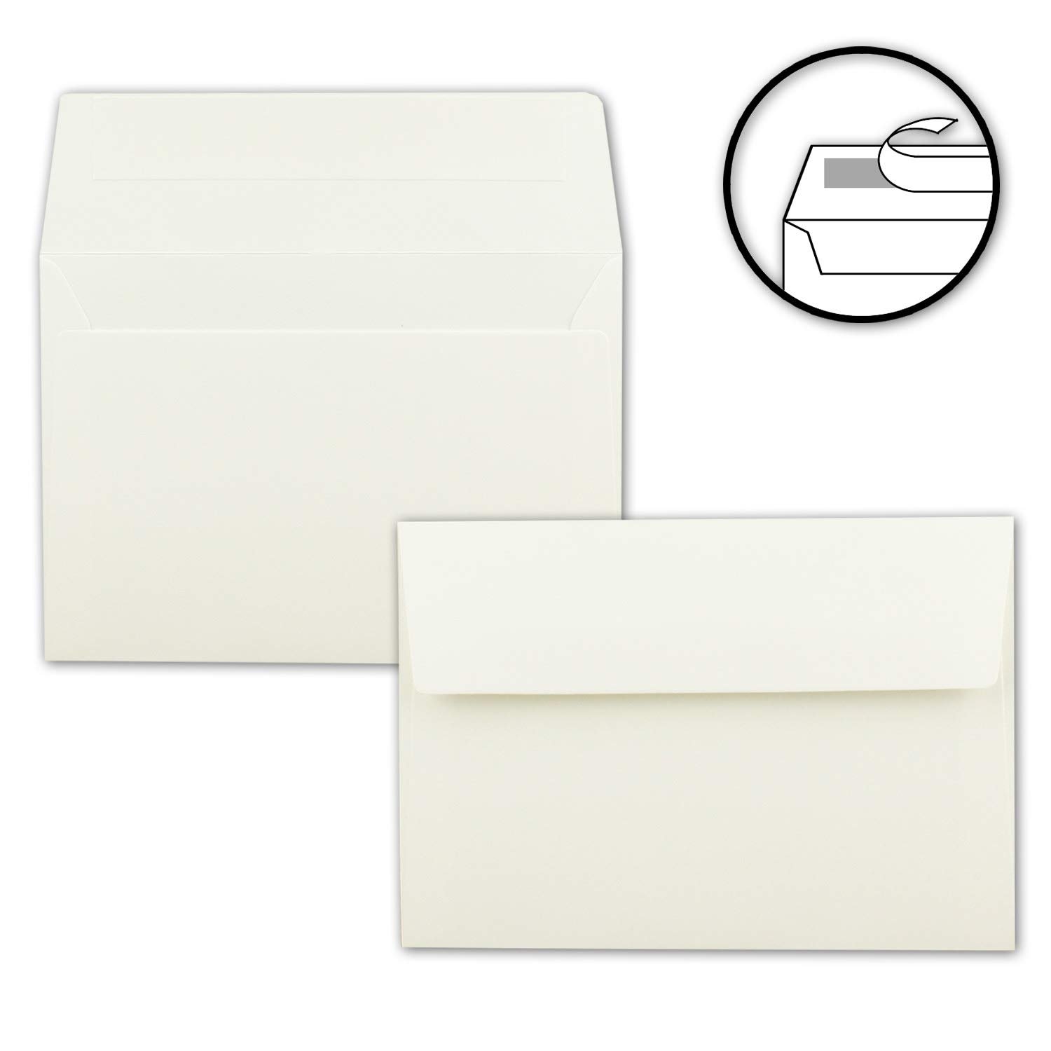 200x Kartenpaket DIN A6/C6 mit Faltkarten in Creme - 10,5 x 14,8 cm - Umschlag mit Haftklebung - Einlegeblätter in Creme - NEUSER PAPIER