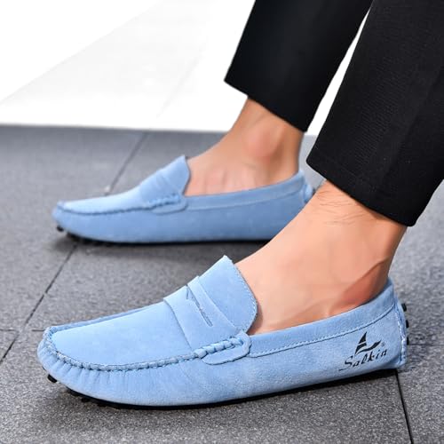 Men's Fashionable Driving Penny Loafers Suede Dress Moccasins Comfortable Casual Flat Boat Shoes4