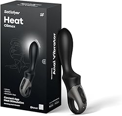 Satisfyer, vibrador anal con Bluetooth, Heat Climax Connect App, 20,5 cm, con app, con función de calor, de silicona