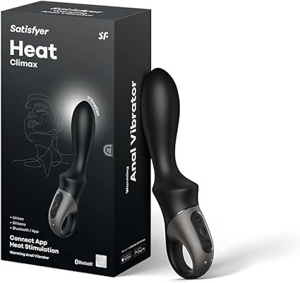 Satisfyer, vibrador anal con Bluetooth, Heat Climax Connect App, 20,5 cm, con app, con función de calor, de silicona