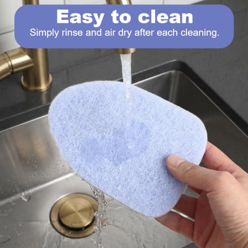Image of 2Pcs Tub Scrubber Refill Scouring Pads- Shower and Tub Scrubber Replacement | For Tile Brushes, Microfiber Scrub Pad for Cleaning Bathroom Kitchen Toilet Tiles Sink