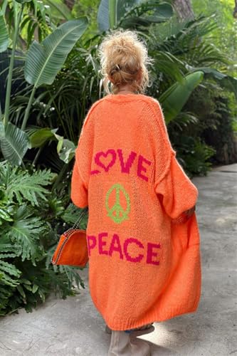 MAICOSY Women's Love Peace Graphic Oversized Cardigan Long Sleeve4