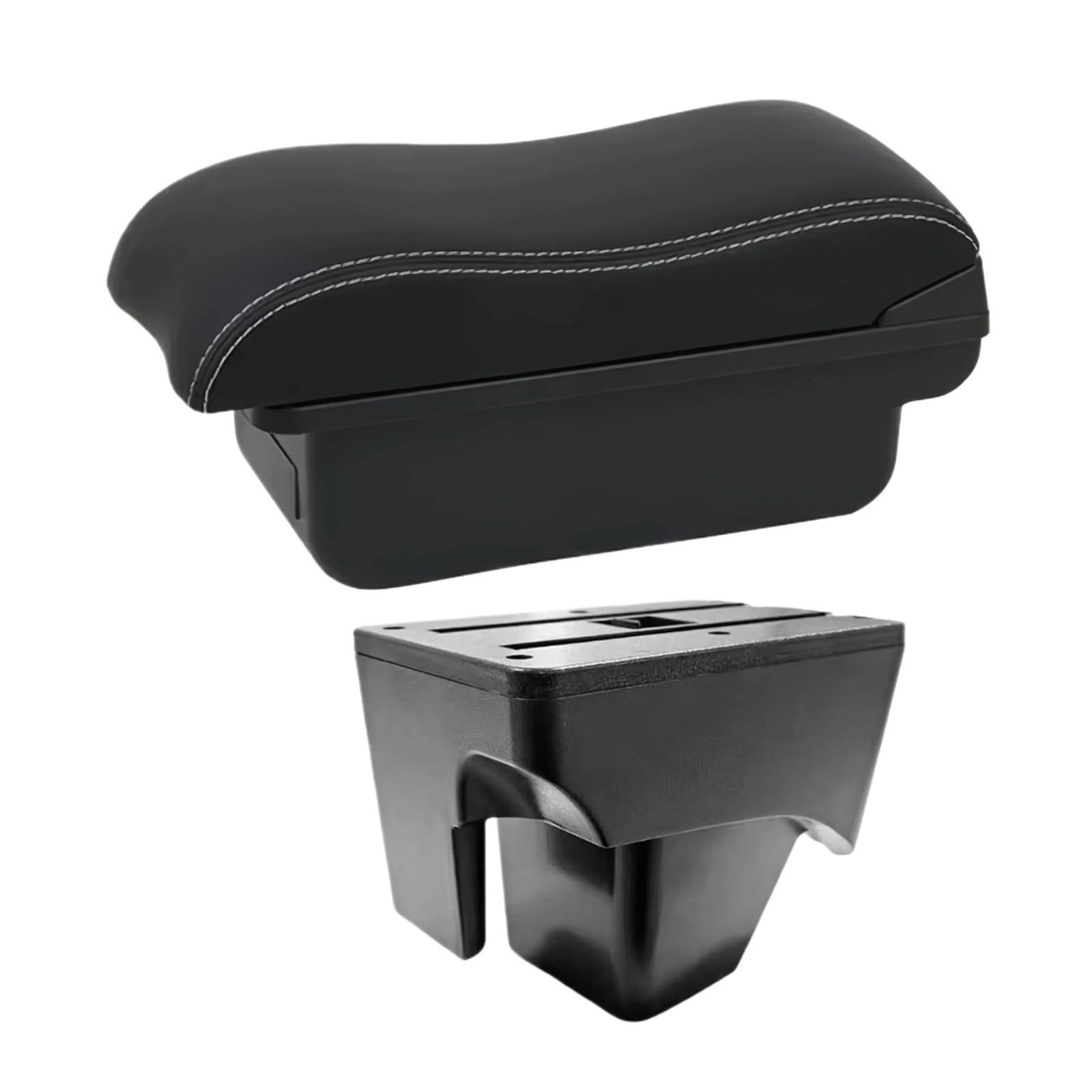 UMDJJU For VW For TERA 2025 Leather Arm Rest Center Car Armrest Interior Modification Box Console Storage USB Car Centre Console Armrest Box(B2 White Line)