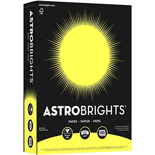 Neenah Paper Astrobrights Color Paper, 8.5” X 11”, 24 Lb/89 Gsm, Lift-Off Lemon, 500 Sheets (21018) #TOP5