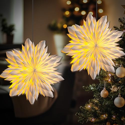 EANLOLY 2er Set Weihnachtsstern Beleuchtet, Papiersterne Weihnachten,...