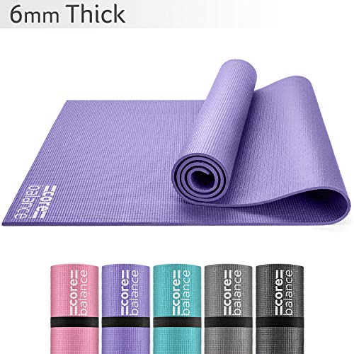 Core Balance Yoga Mat, Thick Foam 6mm, Non Slip, Exercise Fitness Gym, Compact Lightweight With Carry Strap
