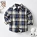 Flannel Shirt for Toddler Western Cowboy Shirts Little Boys Long Sleeve Vintage Buttons Down (Navy, 18-24 Months)
