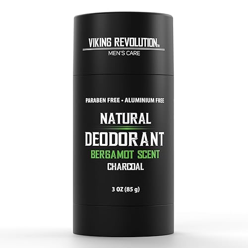 Viking Revolution Desodorante de bergamota para hombres, desodorante natural para hombres, desodorante de carbón para hombres con manteca de karité,