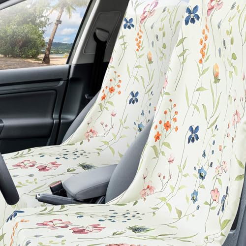 Image of Hahafelt 2 Pack Car Seat Towel Covers with Storage Bag 63 x 32 Inch Athletic Running Towel Seat Sweat Washable Non Slip Cover Gift for Car Outdoor Sport Activities (Wildflowers)