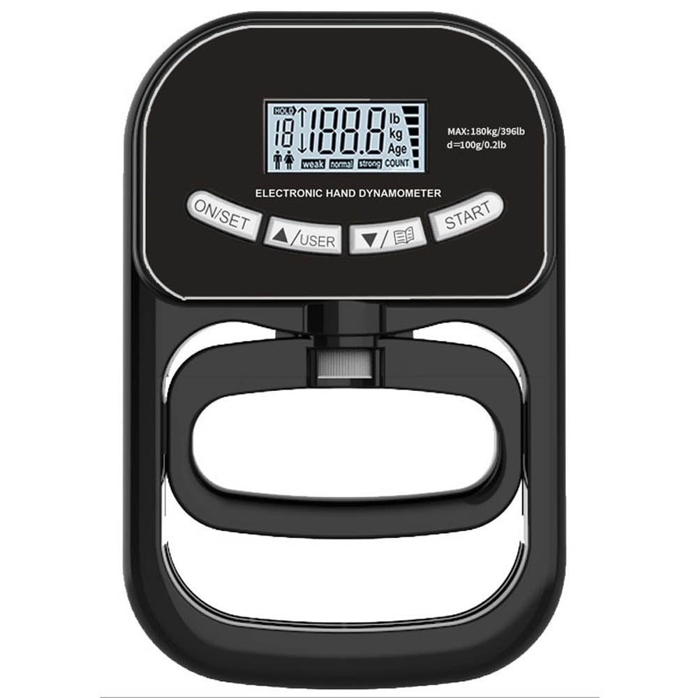 Electronic Hand Grip Dynamometer, Digital Hand Grip Strength Tester Trainer, Adjustable Handle Length, with LCD Display, Load Capacity 120KG/265LB, for Sport Home School Use