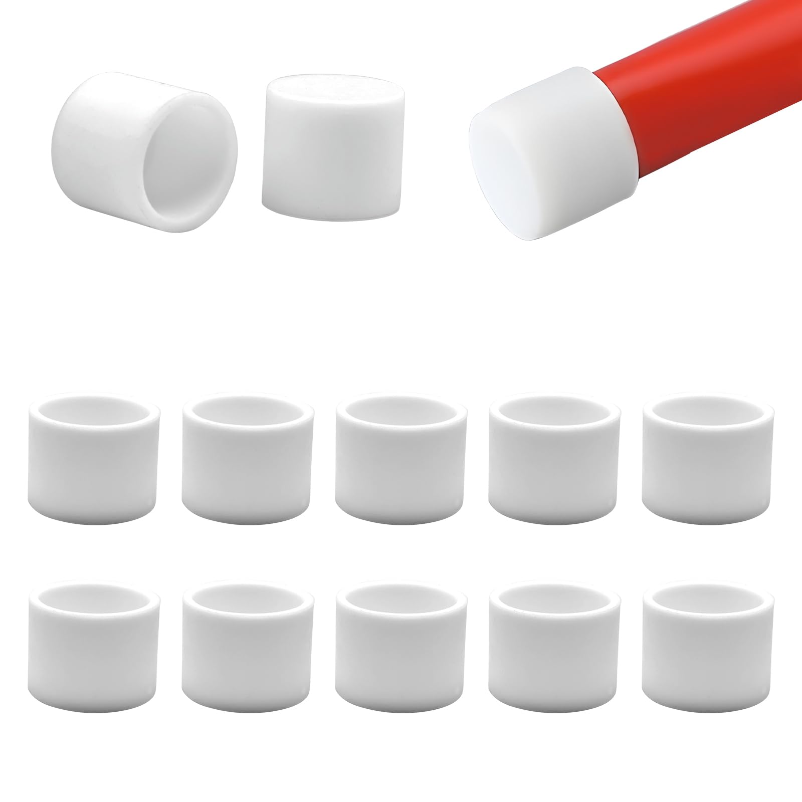 EASYEAH Lot de 10 protections de sol en silicone pour pieds de chaise, 24,7 mm, capuchons antidérapants pour pieds de chaise ronds, pour sols en bois dur, terrasse et pieds de table, blanc