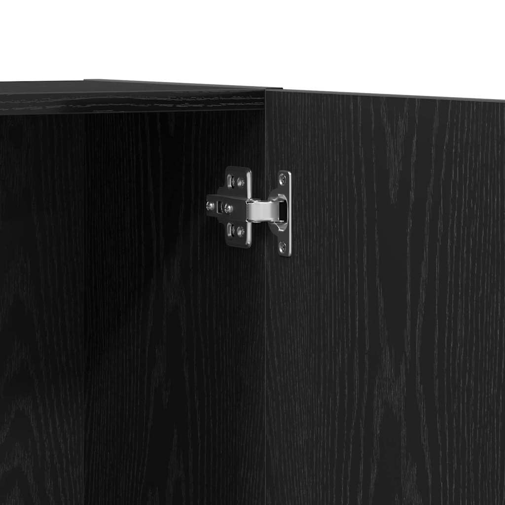 IKAYAA Armadietto in Holz Armadio Porte Battenti Aktenschrank Armadietto per Garage Armadio Ufficio Mobili Ufficio-Rovere nero-60 x 32 x 190 cm
