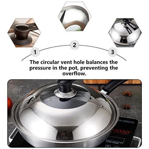 Doitool Universal Lid For Pots, Pans And Skillets, Pot Lid With Vertical Swallowtail Shaped Long Handle, 14.9 Inch Tempered Glass Lid For Frying Pan, Fry Pan, Skillet, Round Frying Pan Cover #TOP7