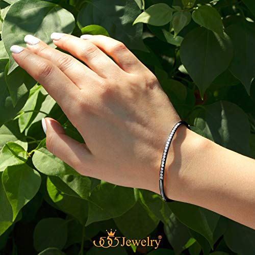 555Jewelry Stainless Steel & CZ Hinged Oval Cuff Bangle Bracelet for Women2