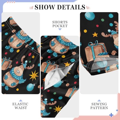 ZZXXB Christmas Moose Gifts Boys Long Pants Soft Trousers Elastic Waist Kids Lounge Bottoms with Pockets S-XL4