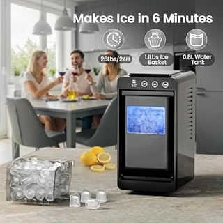 Kismile Ice Makers Countertop,26lbs in 24Hrs, Portable Ice Maker Machine with Self-Cleaning Function,Selectable Ice Size & Internal Lighting Desigh for Home/Kitchen/Bar