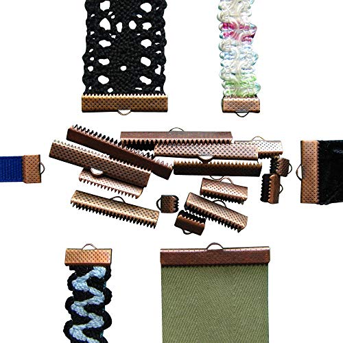Assorted Sizes of Ribbon Clamp End Crimps - Antique Copper