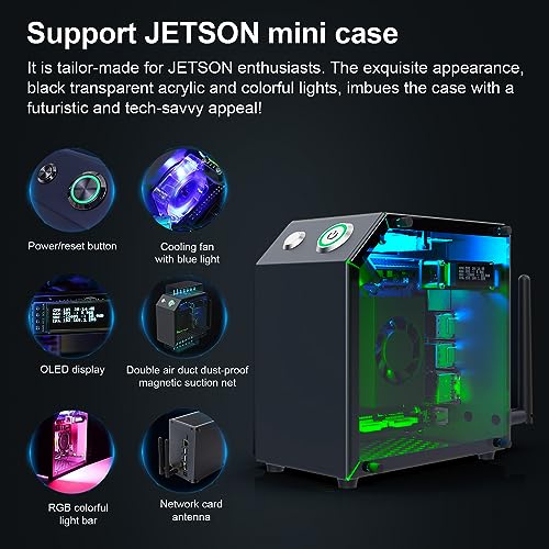Image of Yahboom Jetson Orin Nano 4GB Super 34TOP, with Jetson Case, RGB Cooling, USB Microphone Camera, Electronic Kit Intelligence ROS2(Orin Nano 4GB SUB Mini PC Kit)
