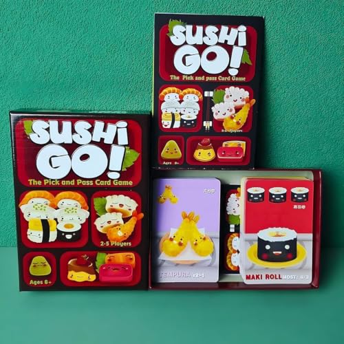 Image of Sushi Go Family Board Game with 108 Cards | Fast-Paced Pick & Pass Party Game for Kids, Friends & Family Game Nights Fun | Ages 8+ Years | Players 2-5