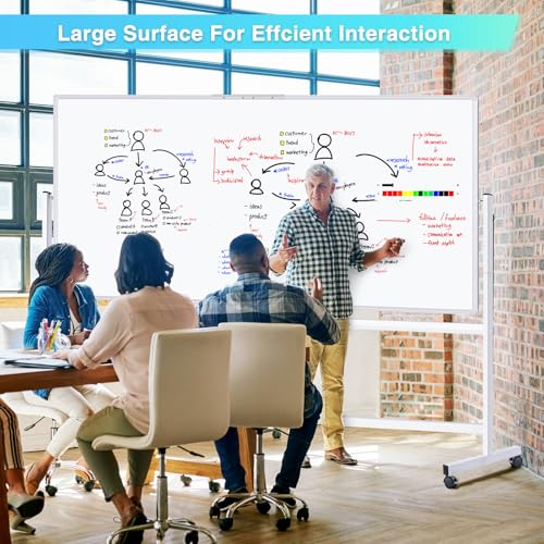Image of Maxtek Rolling Whiteboard 96 x 48 in, Large Double-Sided Magnetic Standing