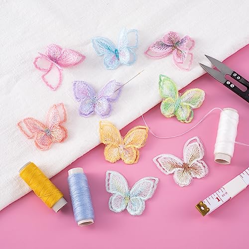 Hinzic 4966 18Pcs 9 Colors Butterfly Lace Patches Double Layer Organza Appliques Sew thumb #5