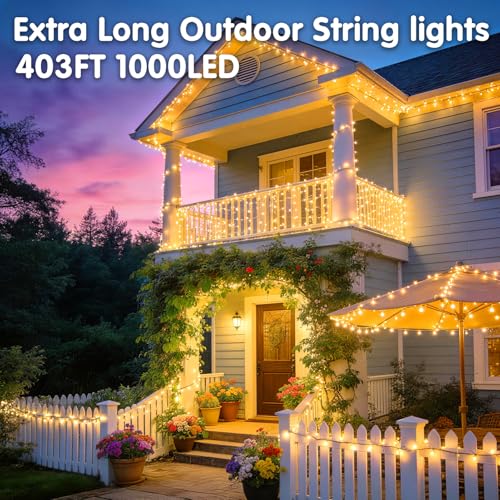 KNONEW 403ft 1000 LED Christmas String Lights Outdoor 8 Modes & Timer Fairy Light Plug in Waterproof LED Wedding Lights  - Additional View