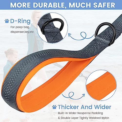 Image of Short Dog Leash 18in Padded Handle Dog Lead with 3 Reflective Thread for Large Medium Dogs Heavy Duty Dog Rope Double Layer Nylon Pet Leash (Pink, 18 in x 1 in - 1 Pack)