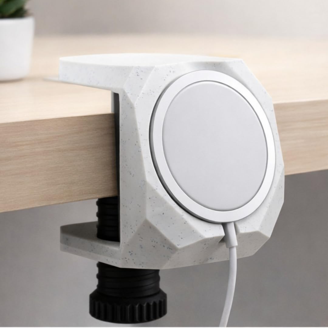 CRYSENDO Compitable with MagSafe Desk Shelf Mount | Clamp-On Phone Holder for Wireless Charging | Space-Saving Magnetic Stand for iPhone MagSafe Charger | Desk, Bedside & Office Mount-image-36