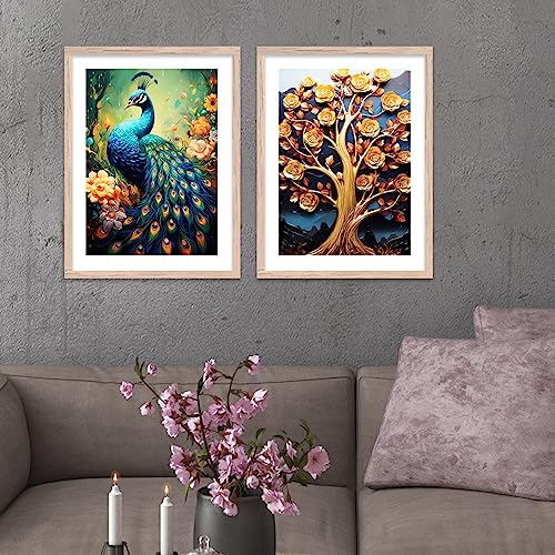 Image of kotart Decorative Wood Aesthetic Modern Art Wall Paintings With Frame For Living Room Bedroom Office Wall Decoration - Home Decor Frames Set of 2 (Art 4)