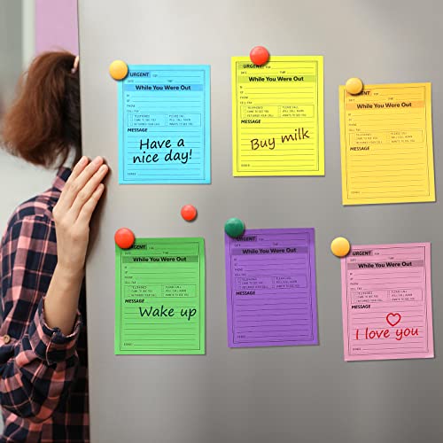 9 Pieces While You Were Out Pads 4 X 5 Inches Assorted Colors Sticky Notes Adhesive Message Pads Urgent Notes For Work Call, Office Supplies, 50 Sheets/Pad (Fluorescent Colors) #TOP6