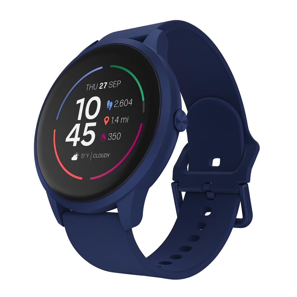 iTouch Sport 4 Smartwatch - Fitness Tracker, Heart Rate Monitor, Customizable Watch Face - Activity and Calorie Tracker - 100+ Sports Modes - Bluetooth Connectivity (Blue/Blue)