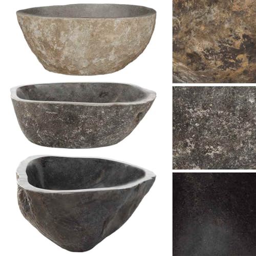 vidaXL Waschbecken Flussstein Naturstein Aufsatzwaschbecken Waschschale Waschtisch Handwaschbecken Bad Waschplatz Badezimmer Oval 37-46cm