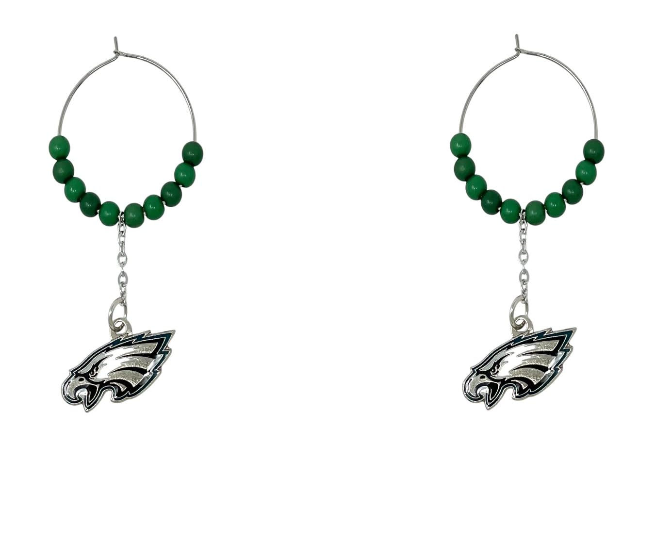 aminco NFL Dangle Earrings, Small, Team Colors (Philadelphia Eagles Bead)