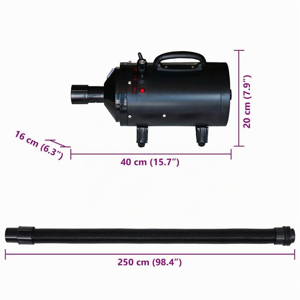 vidaXL Sèche-cheveux pour chien avec 3 buses Noir 2400 W