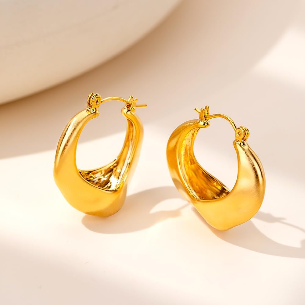 Gold Earrings, Earrings for Women, Hoop Earrings for Women, Hypoallergenic Earrings for Women, 14K Gold Plated Earrings, Gifts for Mom, Sisters, Best Friends, etc. - Image 7