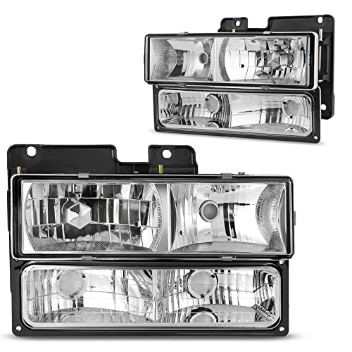DWVO Headlights Assembly Compatible with Chevy Silverado Tahoe C/K Suburban GMC Yukon 1990 1991 1992 1993 1994 1995 1996 1997 1998 1999