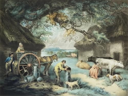 Tableau impressions d'art mural vintage la ferme laitière 60x90cm pour décoration chambre