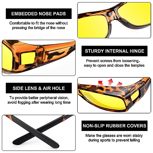 Image of URUMQI Night Vision Driving Glasses Fit Over Eyeglasses for Men Women