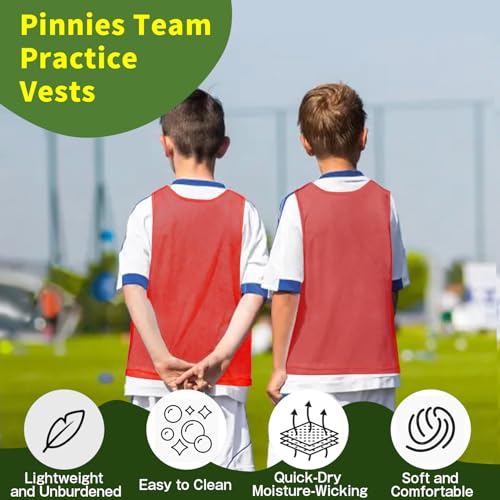 Image of 6 Pack Pinnies Team Practice Vests for Child Youth Teen Adult, Mesh Scrimmage Jersey for Soccer Football Basketball