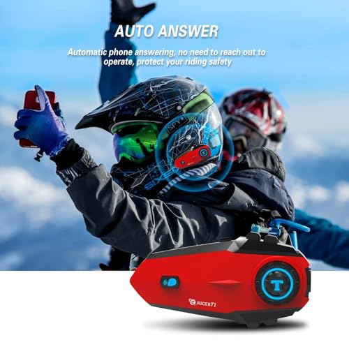 Image of TNICER Motorcycle Bluetooth Headset, T1 Helmet Bluetooth Headset 1000m 2-Way Motorcycle Bluetooth Communication System, Music Sharing & HD Speakers(1 Pack)